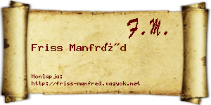 Friss Manfréd névjegykártya